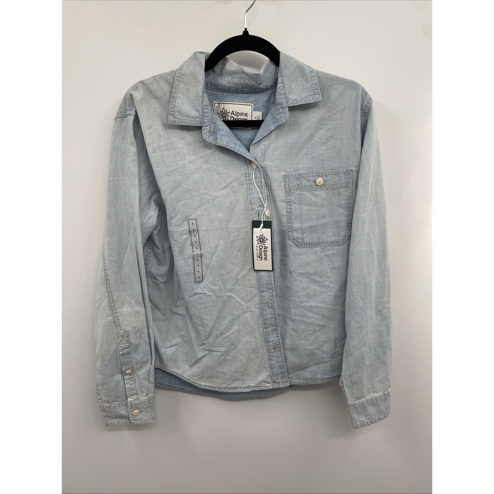 Alpine Design Shirt Women Small Light Blue Denim Chambray Long Sleeve Preppy NWT